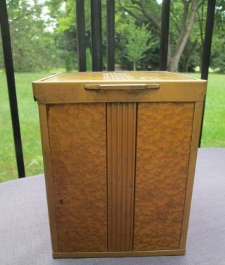 Art Deco Brass Metal Humidor Cigar Box Wood And Cork Lined Tobacco Tin