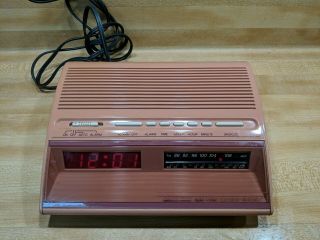 Vintage Sr3000 Series Am/fm Clock Radio Sears Pink Coral Beach Color Cool Shape