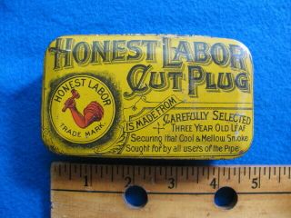 Vintage Honest Labor,  Hinged Lid Tobacco Tin/can