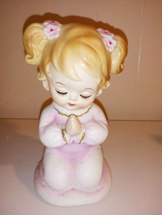 Vintage Lefton Porcelain Praying Baby Girl Figurine Made In Japan Marked 6626