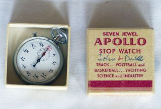 Vintage 7 Jewels Apollo Stop Watch,  Swiss Made,  Box,  Perfectly