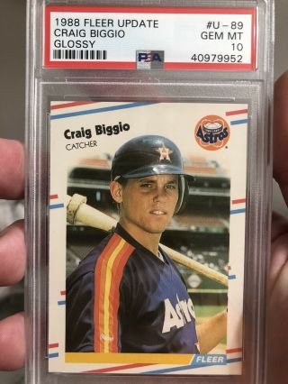 1988 Fleer Update Glossy Craig Biggio Rookie Rc U - 89 Psa 10 Gem