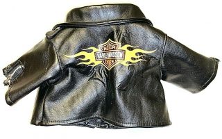 HARLEY DAVIDSON Faux Black Leather Jacket for Teddy Bear Doll Vintage 3