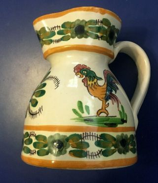 Vintage Ceramic Hand - Painted Pitcher Made In Portugal 5” Rooster Theme