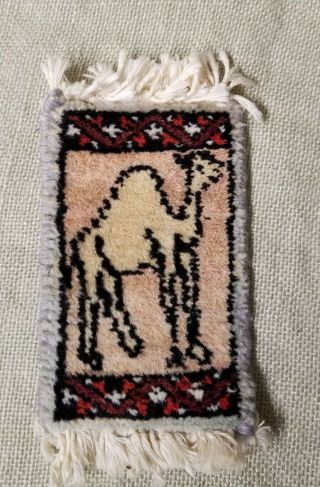 Vintage Miniature Hand Woven Wool Rug Coaster Camel Design 6 X 3.  5 Inches