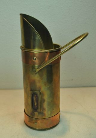 Vintage Brass & Copper Match Holder Fireplace With Handle
