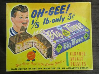 Vintage 1950s Oh - Gee Big Time 5 Cent Candy Bar Store Display Box Centralia,  Il.