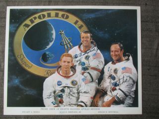 Vintage 1970 Apollo 14 Crew Photo Alan Shepard,  Stuart Roosa Autopen Autograph