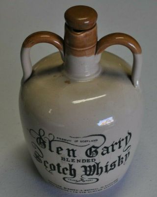 Vintage Crock Jug Scotch Whiskey,  Glen Garry,  Double Handled Stoneware Scotland