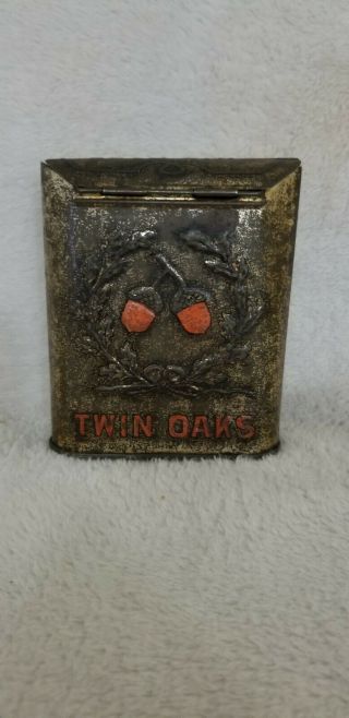 Vintage Twin Oaks Tobacco Mixture Pocket Tin Can 2