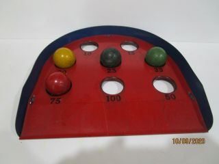 Heavy Metal Carnival Skee Ball Game Vintage Red Blue Tin Toy Mid - Century Modern
