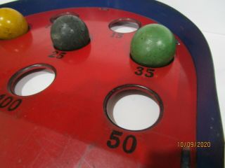 Heavy Metal Carnival Skee Ball Game Vintage Red Blue Tin Toy Mid - Century Modern 3