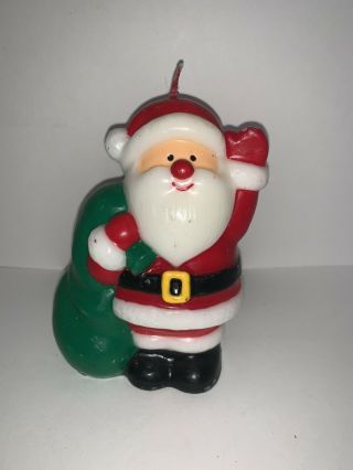 Vintage Candle Compliments Wax Christmas Candle Santa Claus With Bag