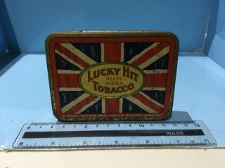 Vintage Tobacco Tin Australian Lucky Hit Ready Rubbed With Wax Paper Insert