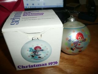 Vintage 1976 Schmid Christmas Raggedy Ann Ornament Glass Box First In A Series