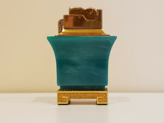 Vintage Asr Faux Green Marble W/gold Table Cigarette Lighter