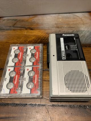 Vintage Panasonic 2 Speed Microcassette Voice Recorder Rn - 108 W/ Tapes Track - 60m