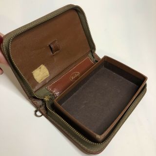 Vintage Harday Brown Leather Cigarette Case Card Holder Sewing Box Kit W Zipper