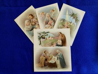 5 Vintage Religious Catholic Christmas Nativity Postcards