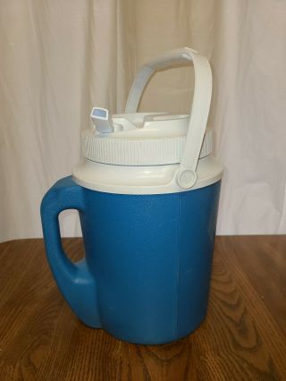 Vtg Rubbermaid Insulated 1 Gal blue Water Jug 1524 - Top Handle - Swivel Spout 3