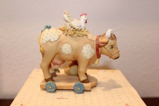 Vtg Cherished Teddies 1994 Nativity Cow Christmas Decor Resin Figurine Orig Box