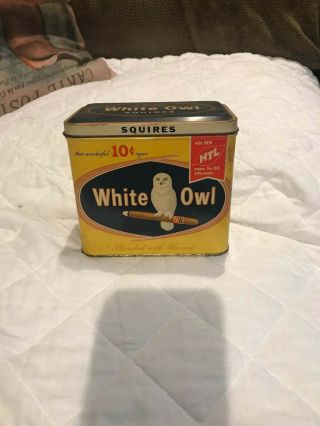 Vintage Milder White Owl Squires Cigar Tin 10 Cent Empty