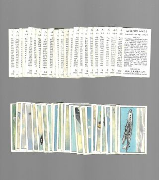 Cigarette Cards.  Gallaher Tobacco.  Aeroplanes.  (complete Set Of 48).  (1939).