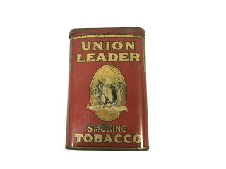 Vintage Union Leader Pocket Smoking Tobacco Tin Usa Advertising Eagle