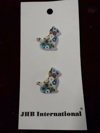 Vintage Sewing Craft Cat Flower Mosaic Buttons Made In Germany Kitten Kitty