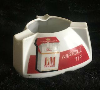 Vintage L&m Cigarettes Ceramic Ashtray Made In Japan Flawed Miracle Tip