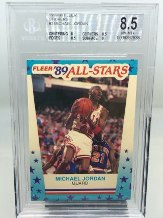 1989 - 90 Fleer Michael Jordan Sticker 3 Bgs 8.  5