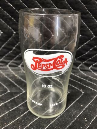 Vintage Pepsi - Cola 10 Oz Double Dot Soda Fountain Glass W/the Syrup Line