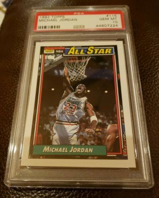 1992 Topps Basketball 115 Michael Jordan East All Stars Psa Gem 10