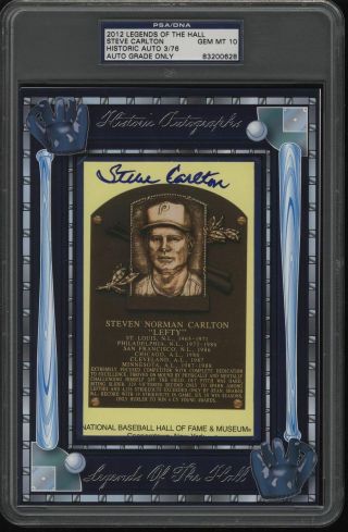 2012 Legends Of The Hall Steve Carlton Historic Autographs 3/76 Psa 10 Gem