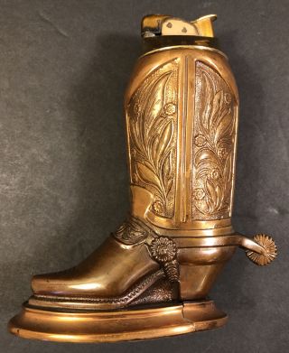 Vintage Champion Products Evans Cowboy Boot Cigarette Lighter Brass/bronze Color