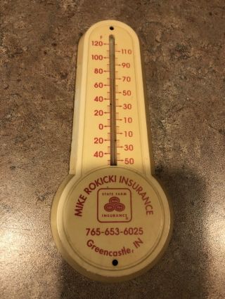Vtg Advertising Thermometer State Farm Insurance Greencastle Indiana