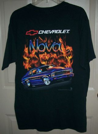 Vintage Chevy Ii Nova Ss Flame T - Shirt Tee Black Gm Licensed L Fits 42 - 44 - Euc