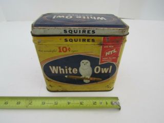 Vintage Tin Advertising Box White Owl Cigars Squires Smoking Tobacco