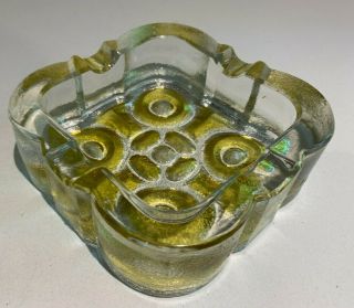 Amber Clear Glass ASHTRAY Square Mid Century Modern 5.  75” HEAVY Vintage MCM 2