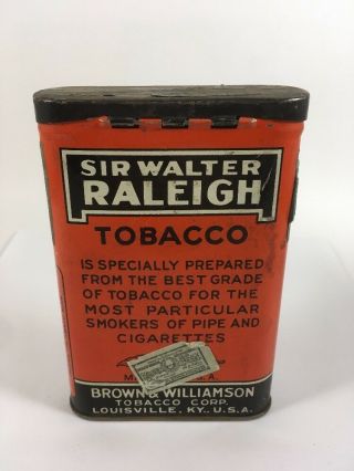 Sir Walter Raleigh Vintage Pocket Tobacco Tin with Stamp Pipe and Cigarettes 2