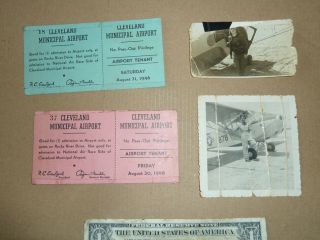 Vintage 2 Tickets 1946 Cleveland Muni.  Airport,  Tenant,  Nat.  Air Race,  Airplane Tool