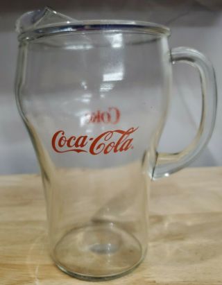 Vintage Collectible 64 Oz Coca - Cola Coke Glass Pitcher 1970 