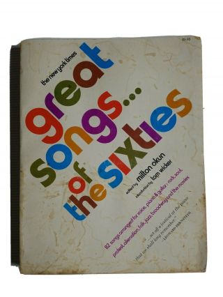 Vintage Book 1970 The York Times Great Songs Of The Sixties: 82 Songs