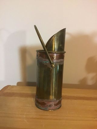 Vintage Brass & Copper Match Holder Fireplace With Handle