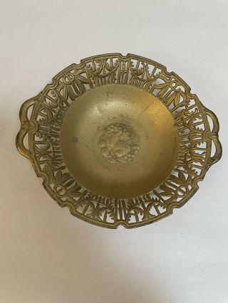 Vintage Mid Century Brass Ashtray Made In Japan
