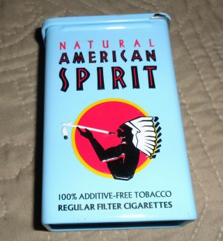 Natural American Spirit Cigarette Tin 20th Anniversary Blue Slide Top