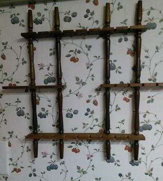 Vintage Wooden Souvenir Spoon Collector Wall Rack Display Holder Holds 24 Spoons