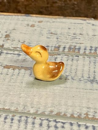 Vintage Hagen - Renaker Miniature Ceramic Duckling Duck Yellow & Brown Usa - Euc