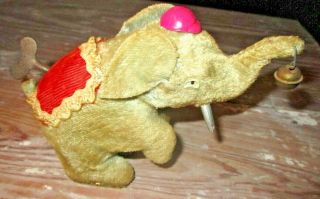 Rare Antique Vintage Wind Up,  Tin Toy Walking Elephant Ride.  Made In Japan