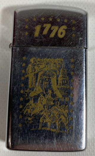 Vintage 1975 Zippo Slim Lighter 1776 Bicentennial Celebration